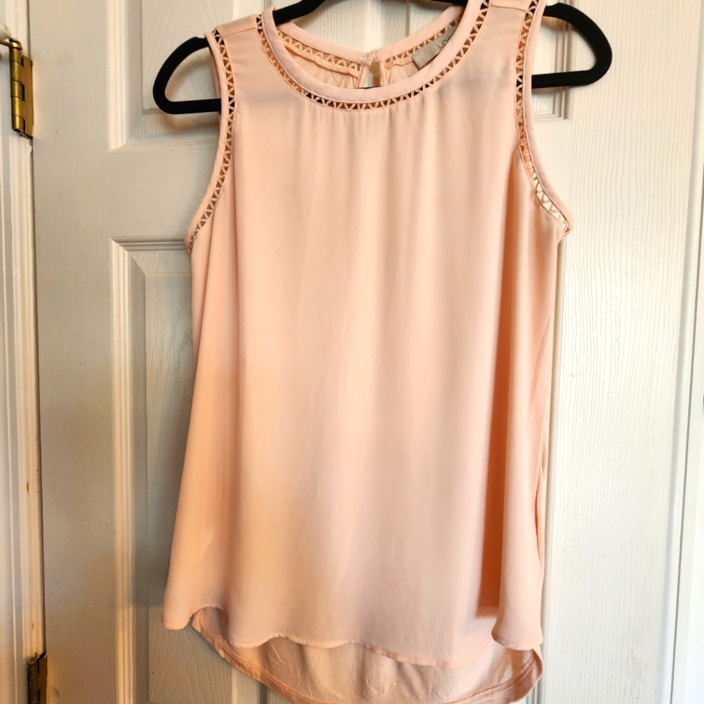 LOFT ☆Sleeveless Pink Blouse with Lace Trim. NWOT Pit - Pit 19.5"